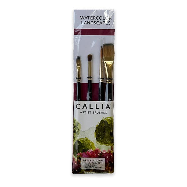 Willow Wolfe Synthetic Brush Set Willow Wolfe - Callia Artist Brushes - Watercolour Landscapes - 4 Brush Set - Item #1200SET1100