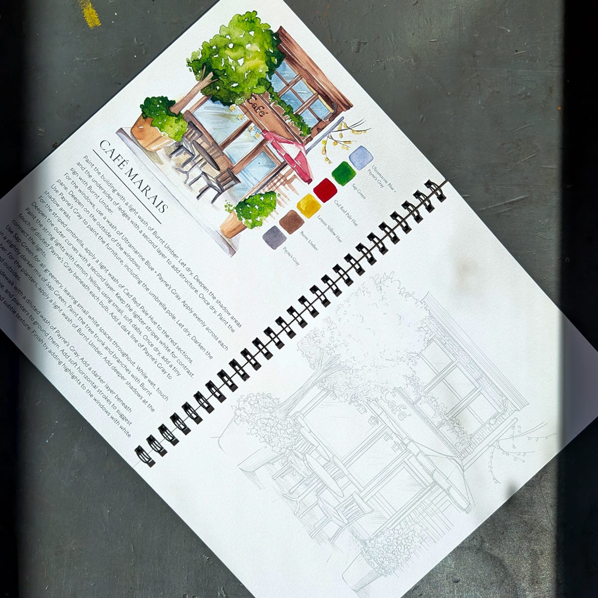 Willow Wolfe Trade Book Willow Wolfe - Watercolor Painting Workbook - Cozy Cafés