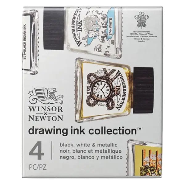 Winsor & Newton Drawing Ink Winsor & Newton - Drawing Ink Collection - Set of 4 Colours - 14mL Jars - Item #1090103
