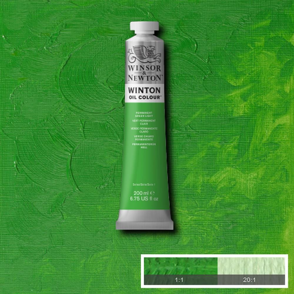 Winsor & Newton Oil Colour PERMANENT GREEN LIGHT Winsor & Newton - Winton Oil Colour - 200mL Tubes - Series 1