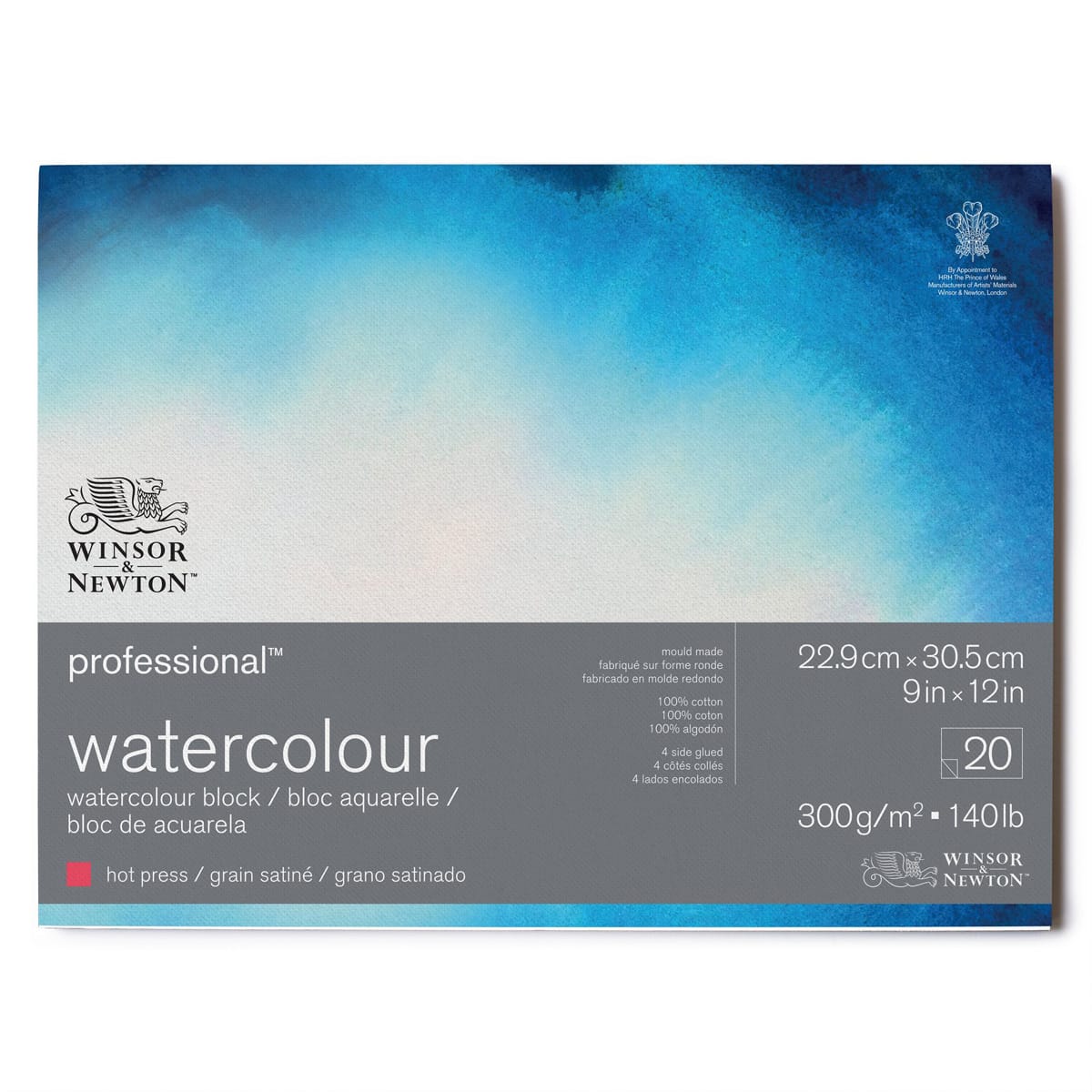 Winsor & Newton Watercolour Block Winsor & Newton - Professional Watercolour Block - Hot Press - 140lb - 9x12"