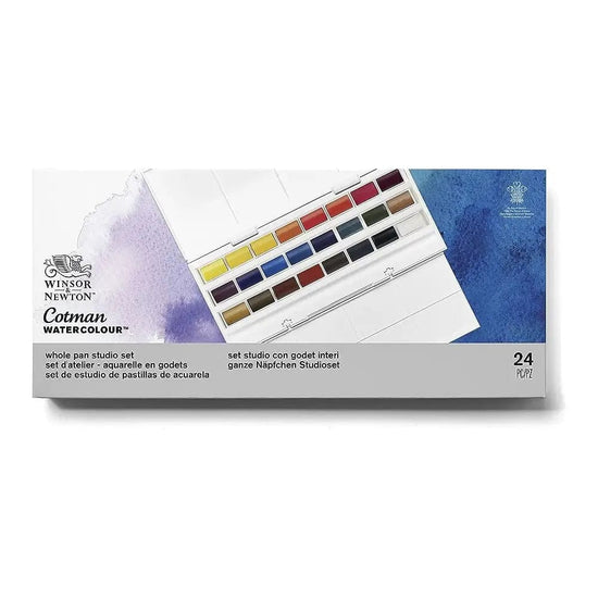 Winsor & Newton Watercolour Set Winsor & Newton - Cotman Watercolours - Whole Pan Studio Set - 24 Full Pans - Item #0390084