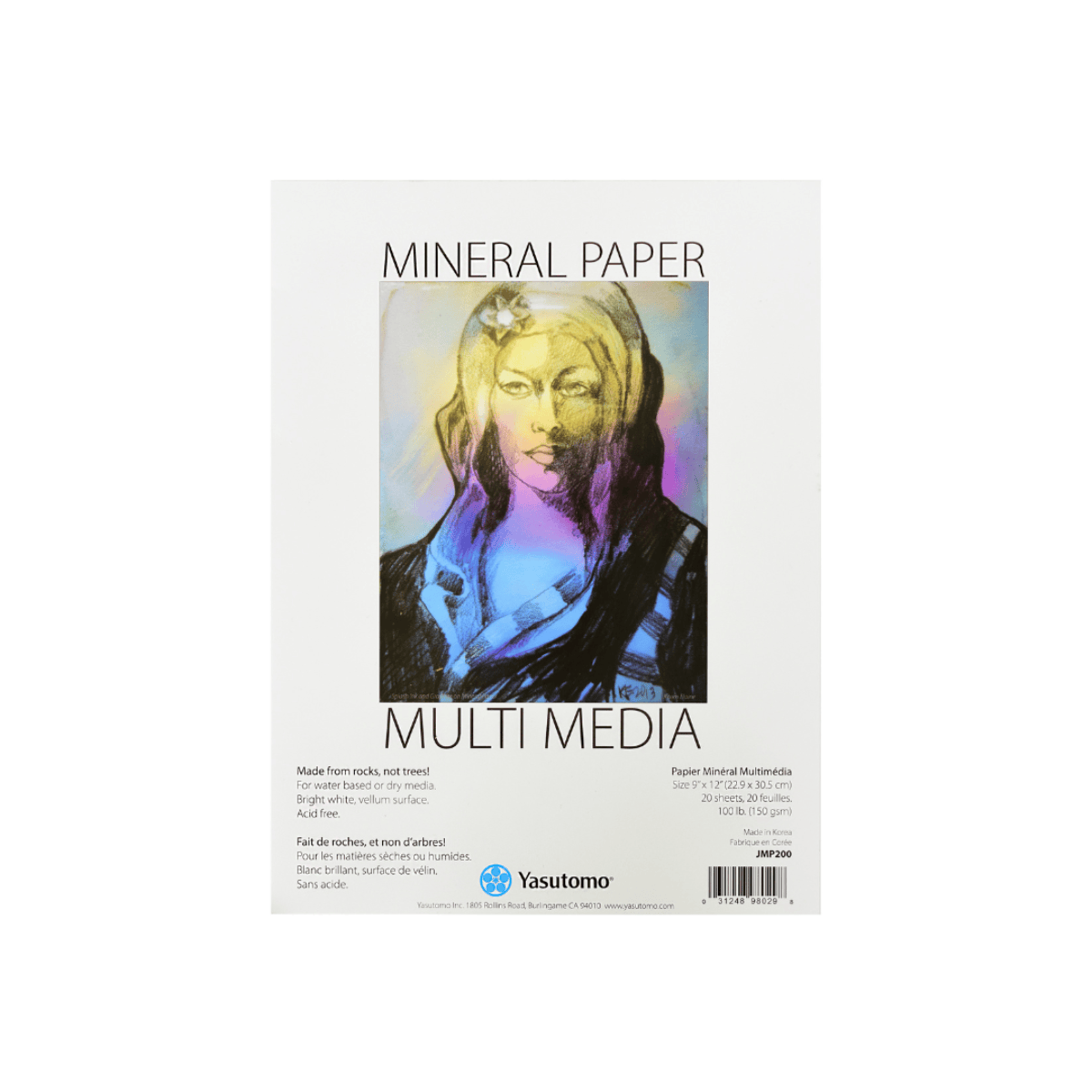 Yasutomo Polyester Sheet Pad Yasutomo - Multi Media Mineral Paper - 100lb - 9x12" Pad