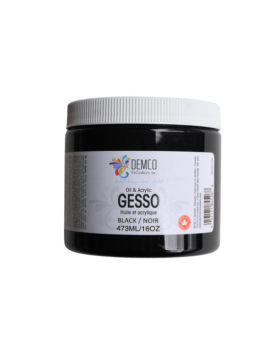 DEMCO GESSO-BLACK Demco - Black Gesso - 473mL Jar - Item #M9GES20B
