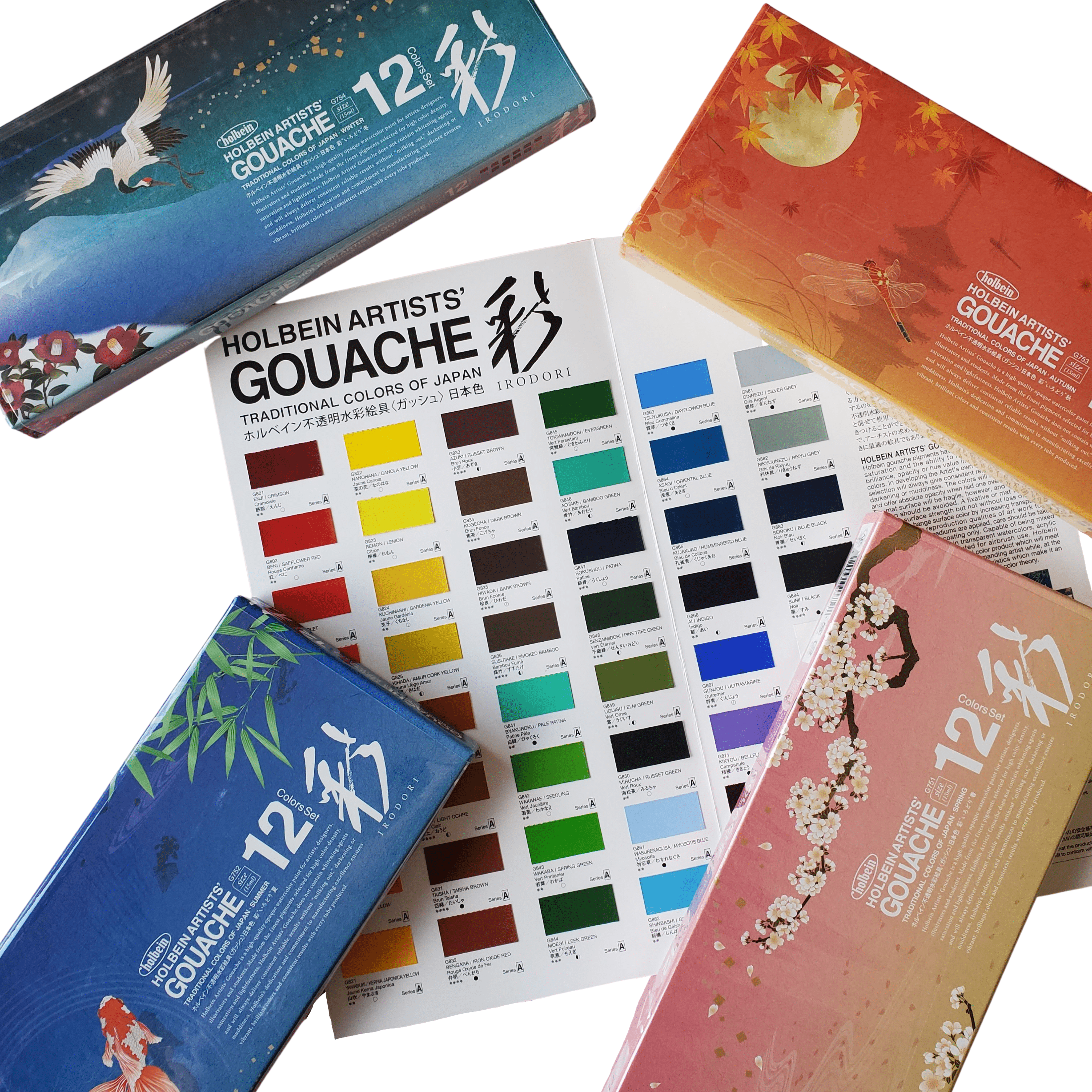 HOLBEIN GOUACHE SET Holbein - Irodori Artists' Gouache - Set of 12 Colours - 15mL Tubes - Winter Set - Item #G754