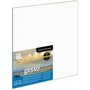 Ampersand Primed Wood Panel Ampersand - Gessobord - 1/8" Flat Panel - 12x12"