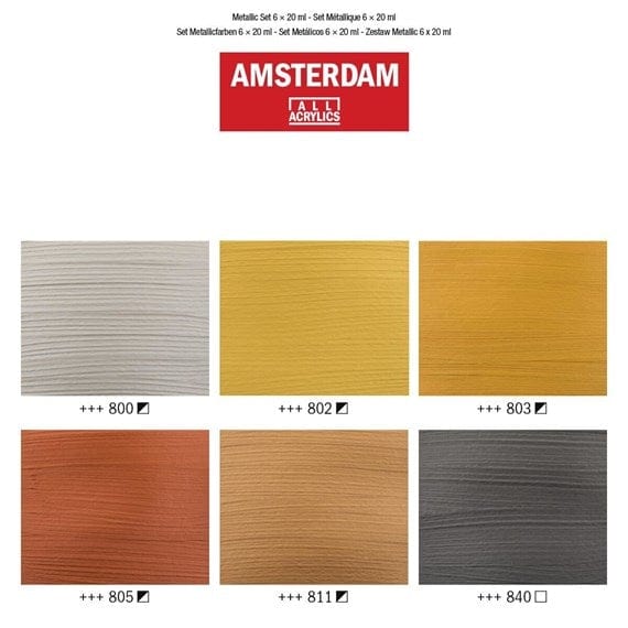AMSTERDAM ACRYLIC PAINT SET Amsterdam - Acrylic Paint Set - 6 Metallic Colours - Item #17820501