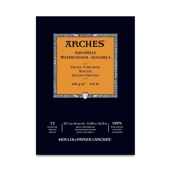ARCHES Watercolour Pad - Glued Arches - Watercolour Pad - Rough - 140lb - 11.69x16.53" - Item #A1795104