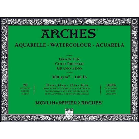 ARCHES WC BLOCK Arches Watercolour Block Cold Pressed 140 lbs. 12x16"