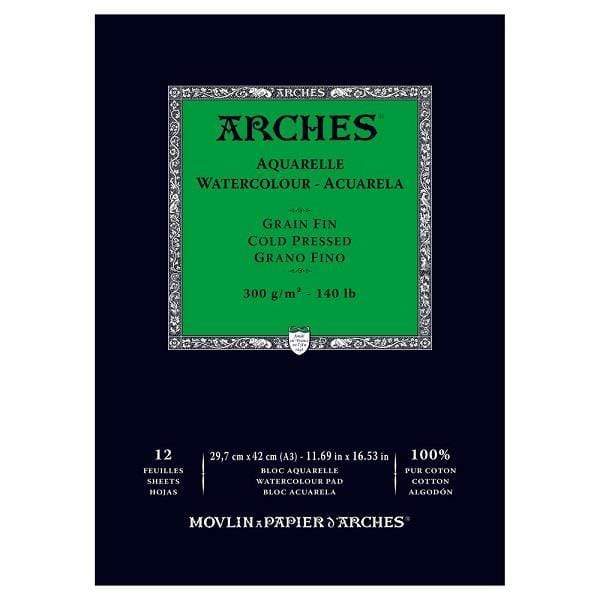 ARCHES WC PAD Arches Watercolour Pad Cold Pressed 140 lbs. 12x16"