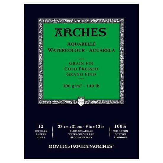 ARCHES WC PAD Arches Watercolour Pad Cold Pressed 140 lbs. 9x12"
