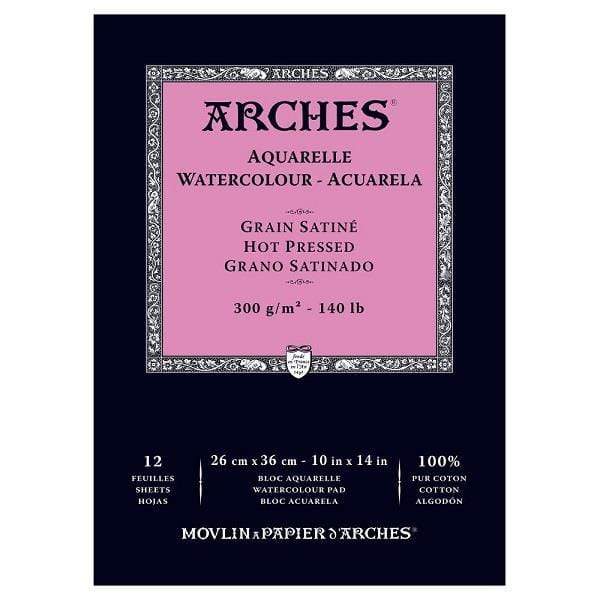 ARCHES WC PAD Arches Watercolour Pad Hot Pressed 140 lbs. 10x14"