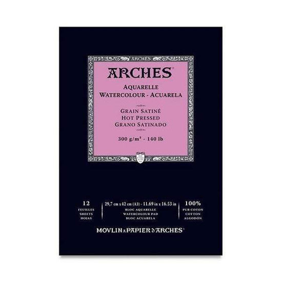 Arches Watercolour Pad Hot Press 140 12x16