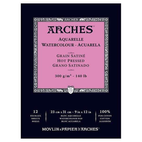 ARCHES WC PAD Arches Watercolour Pad Hot Pressed 140 lbs. 9x12"