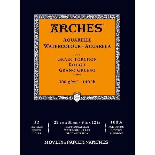 ARCHES WC PAD Arches - Watercolour Pad - Rough - 12 Sheets - 300grams / 140lb - 100% Cotton Rag - item# 1795102