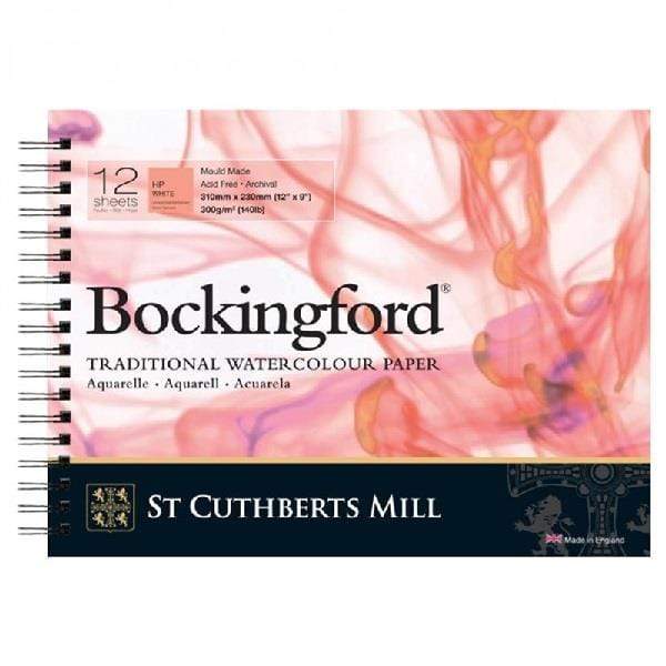 BOCKINGFORD WC PAPER WIREBOUND Bockingford - Watercolour Paper - Wirebound - Hotopress - White - 300gr - 310x230mm - 12 Sheets
