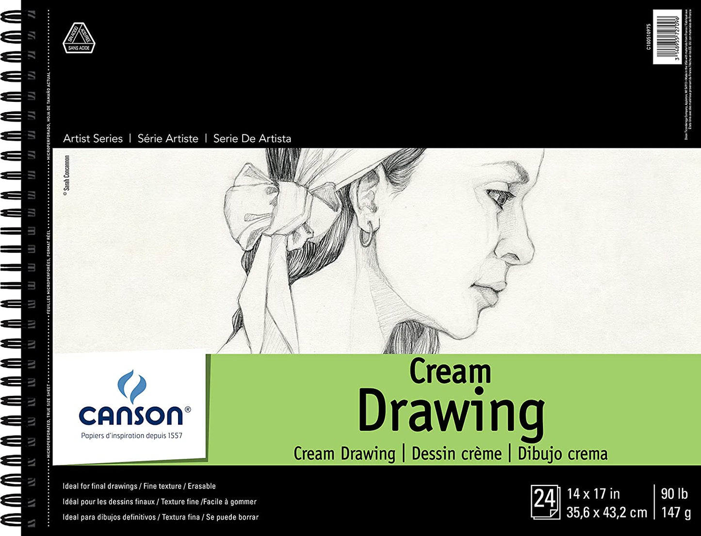 CANSON AS 1557 CREAM Canson AS 1557 Cream Pad 14x17" 100510975