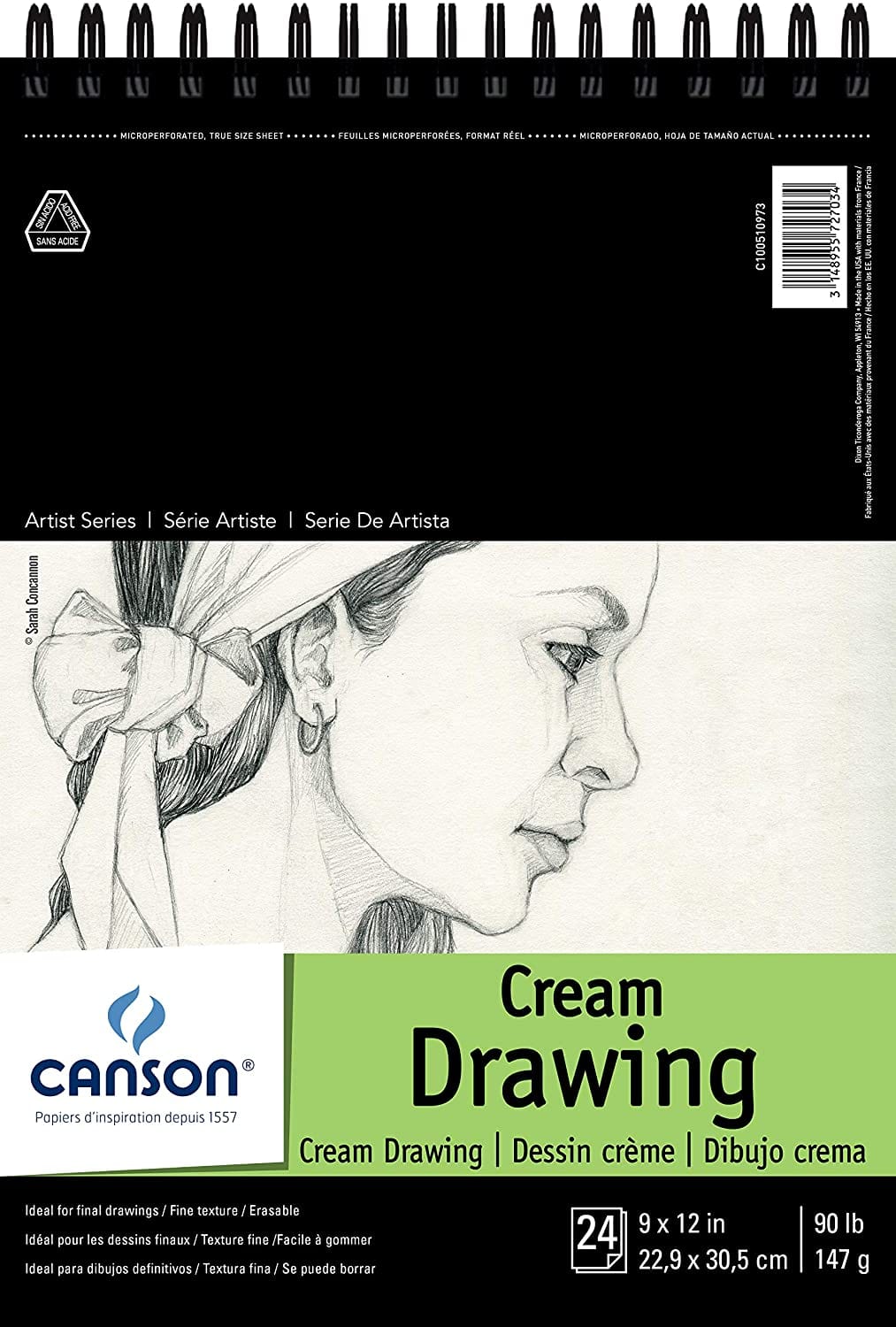 CANSON AS 1557 CREAM Canson AS 1557 Cream Pad 9x12" 100510973