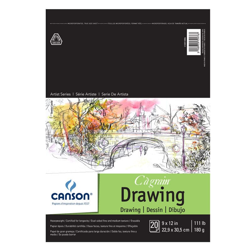 CANSON Drawing Pad - Spiralbound Canson - "C" à Grain - Drawing Pad - 9x12" - Item #C100510886