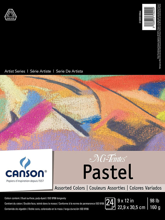 CANSON Pastel Paper Pad Canson - Mi-Teintes - Pastel Paper Pad - 9x12" - Assorted Colours - 24 Sheets - Item #100510864