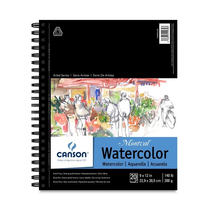 CANSON Watercolour Sketchbook Canson - Montval - Watercolour Pad - Coil Bound Soft Cover - 9x12" - Item #C400054498