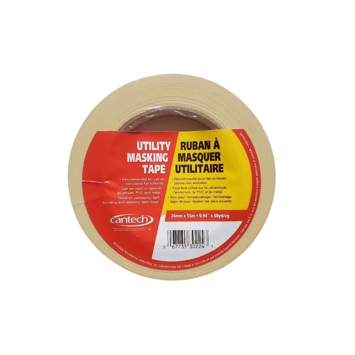 CANTECH MASKING TAPE Cantech - Utility Masking Tape - 24mm x 55m Roll - Item #302242455