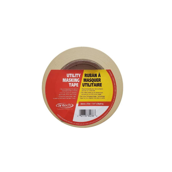 CANTECH MASKING TAPE Cantech - Utility Masking Tape - 36mm x 55m Roll - Item #302363655