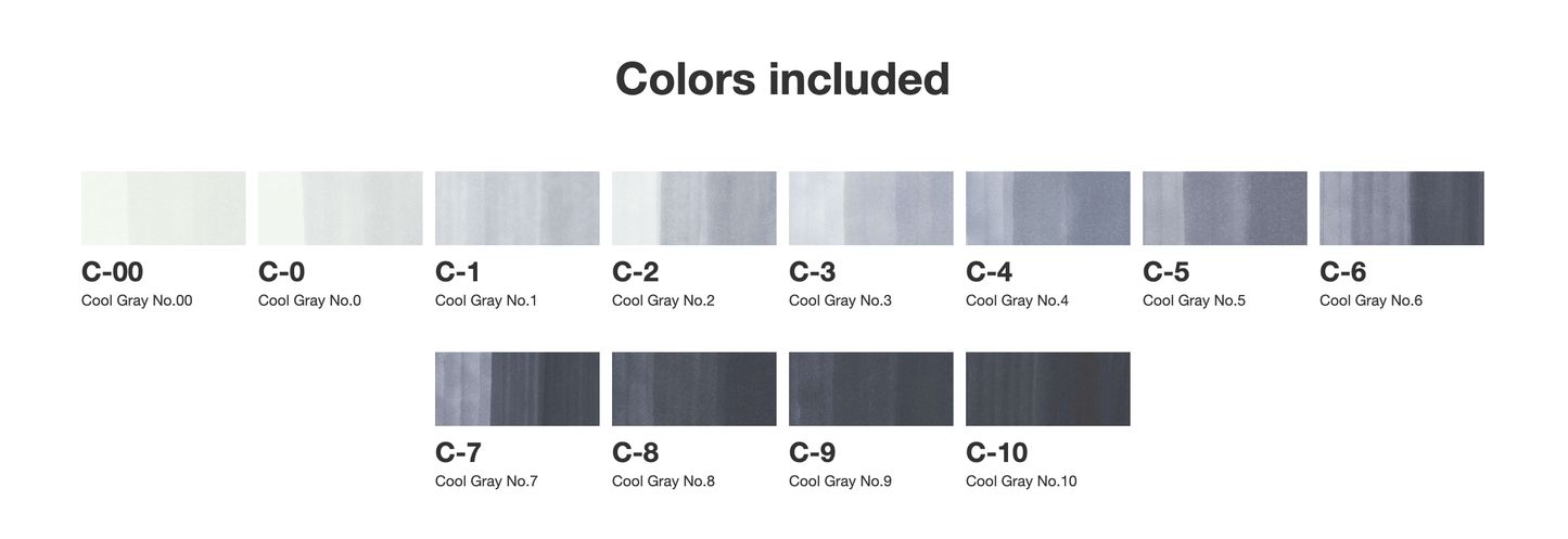 Copic : Marker Set : Cool Grey : Set Of 12