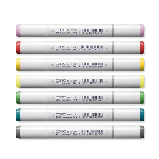 COPIC MARKER SET Copic - Sketch Marker Set - 7 Colours - Vibrant Tones Trial Set