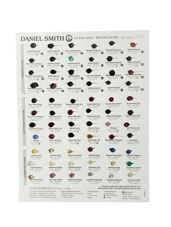 Daniel Smith Dot Card Daniel Smith - Watercolour Dot Card - 66 Colours - Item #1900501