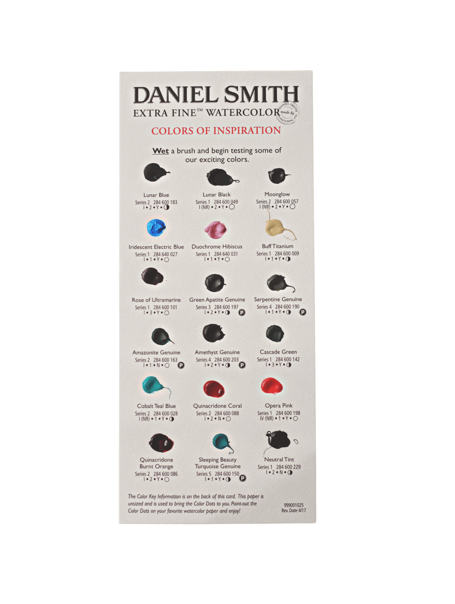 Daniel Smith Dot Card Daniel Smith - Watercolour Dot Cards - 18 Colours - Item #999001025