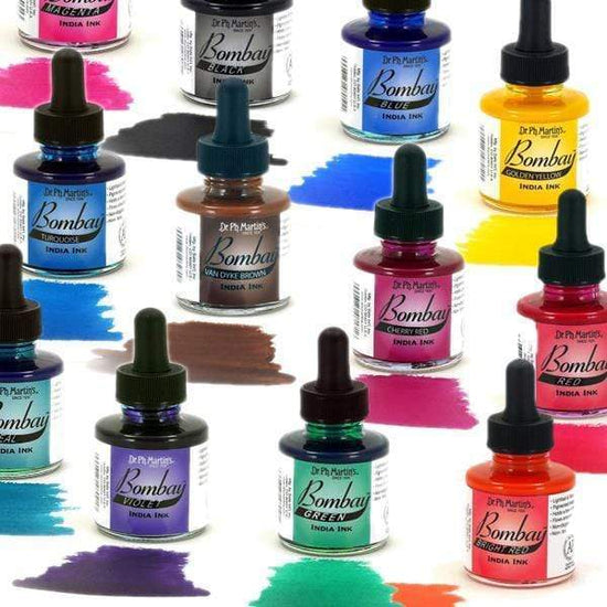 Dr. PH Martin's Bombay Set of 12 Pigmented India Inks - Color Set