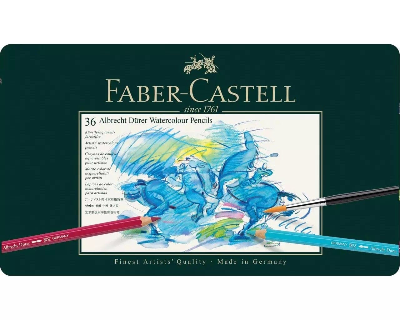 FABER CASTELL A. DURER TIN Faber-Castell - Albrecht Duerer Tin - Watercolour Pencils - 36 Set - Item #117536