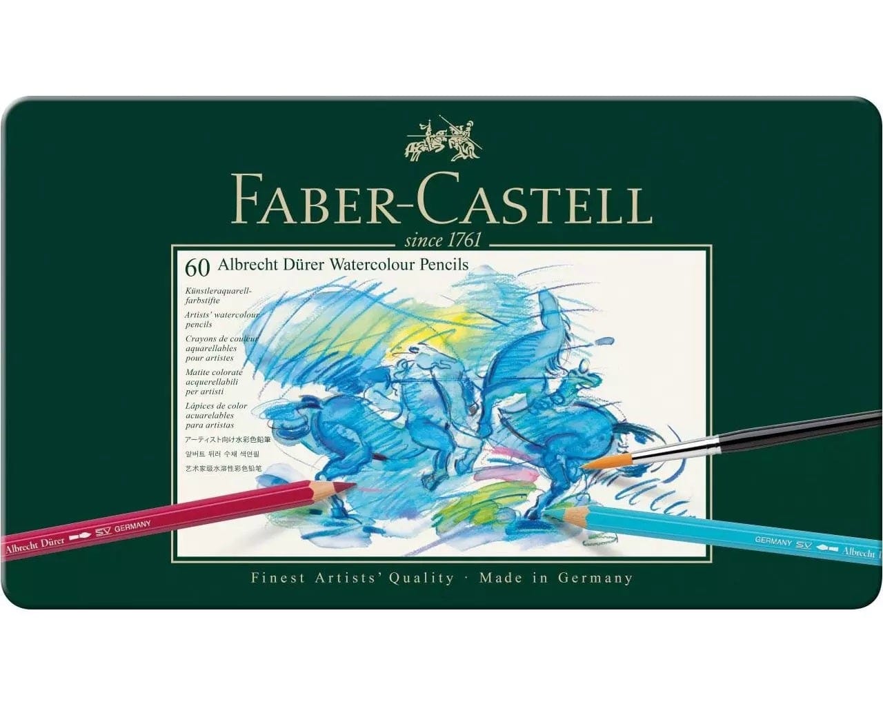 FABER CASTELL A. DURER TIN Faber-Castell - Albrecht Duerer Tin - Watercolour Pencils - 60 Set - Item #117560
