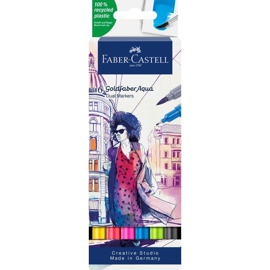 Faber-Castell Faber-Castell - Goldfaber Aqua - Dual-Tip Markers - Set of 6 - Item #164606
