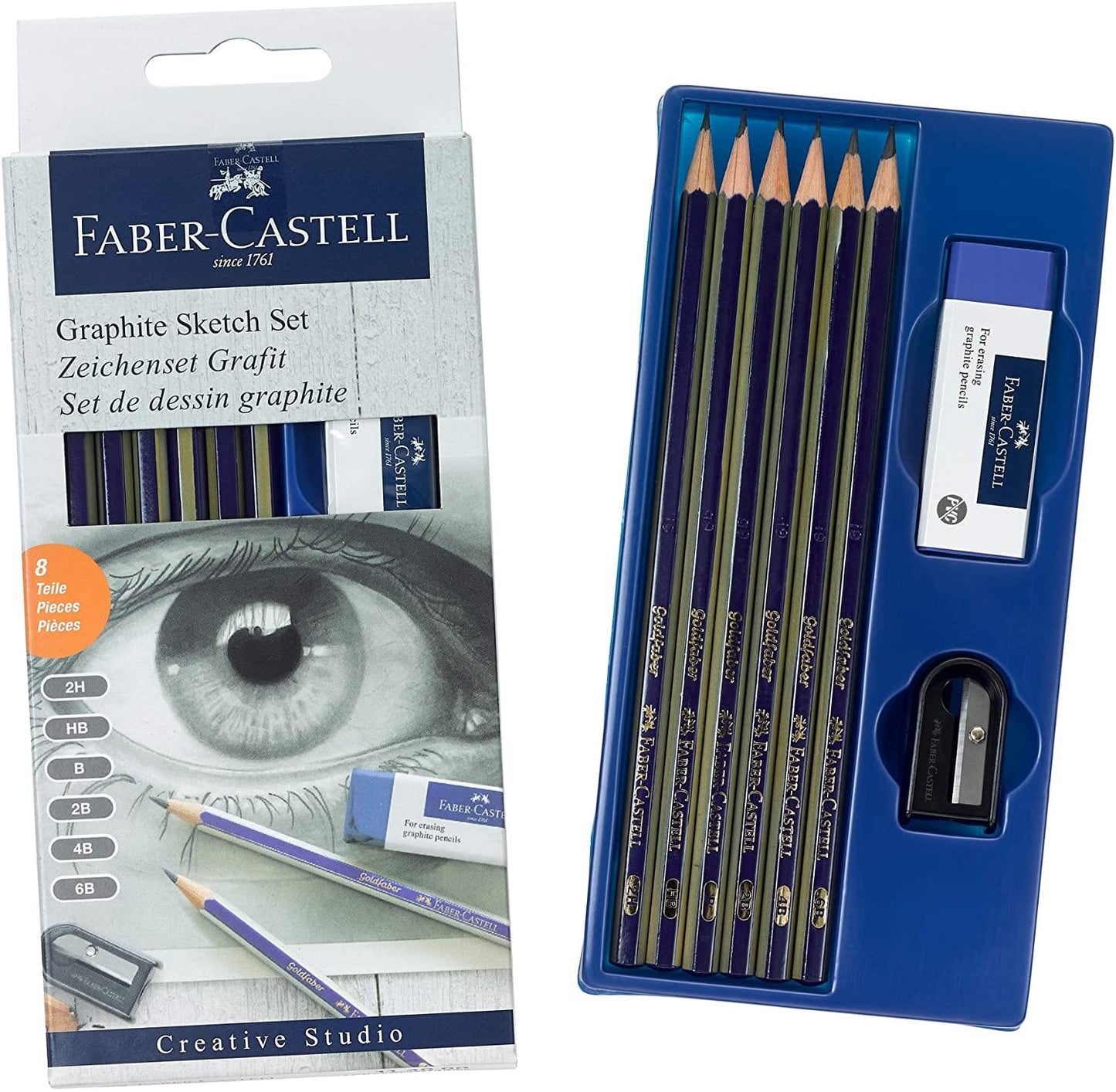 FABER CASTELL Graphite Pencil Set Faber-Castell - Goldfaber - Graphite Sketch Set - 8 Pieces - Item #114000