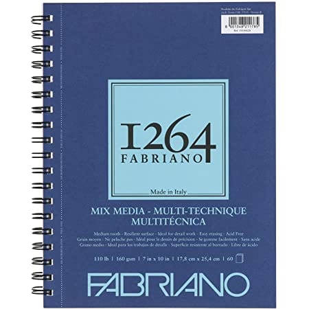 FABRIANO Mixed Media Pad - Spiralbound Fabriano - 1264 - Mixed Media Pad - 7x10" - 60 sheets - 110lb - Item #19100605