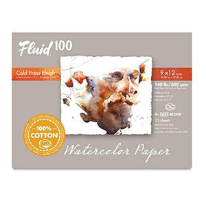 FLUID 100 WC BLOCK 140LB Fluid 100 Watercolour Block 9x12" Cold Press