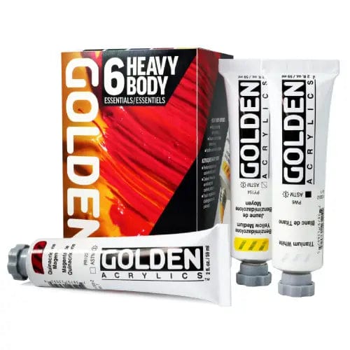 Golden Artist Colors Acrylic Paint Set Golden - Heavy Body Acrylics - Essentials Set - 6 Colours - Item #0000976-0