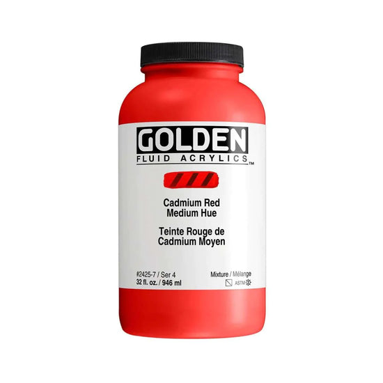 Golden Artist Colors Fluid Acrylics CADMIUM RED MEDIUM HUE Golden - Fluid Acrylics - 946mL Bottles - Series 4