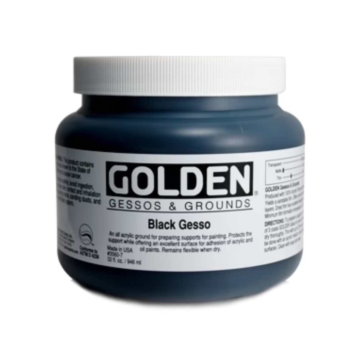 Golden Artist Colors GESSO-BLACK Golden - Black Gesso - 946ml - Item #3560-7