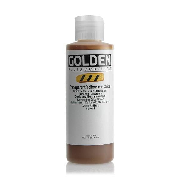 GOLDEN FL 119ML SER3 TRANS YELLOW IRON OX Golden Fluid Acrylic 119ml Series 3