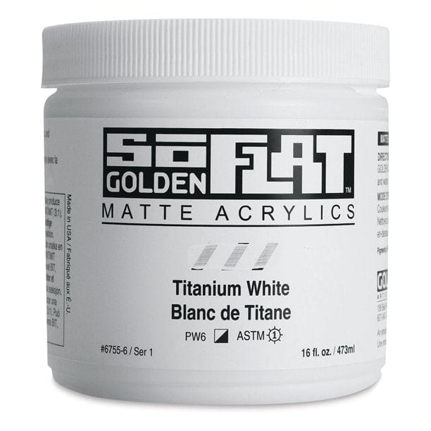 GOLDEN SOFLAT PAINT TITANIUM WHITE Golden - SoFlat - Matte Acrylic Paint - 473mL Jars - Series 1