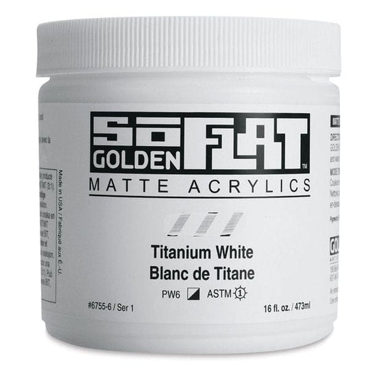 GOLDEN SOFLAT PAINT TITANIUM WHITE Golden - SoFlat - Matte Acrylic Paint - 473mL Jars - Series 1