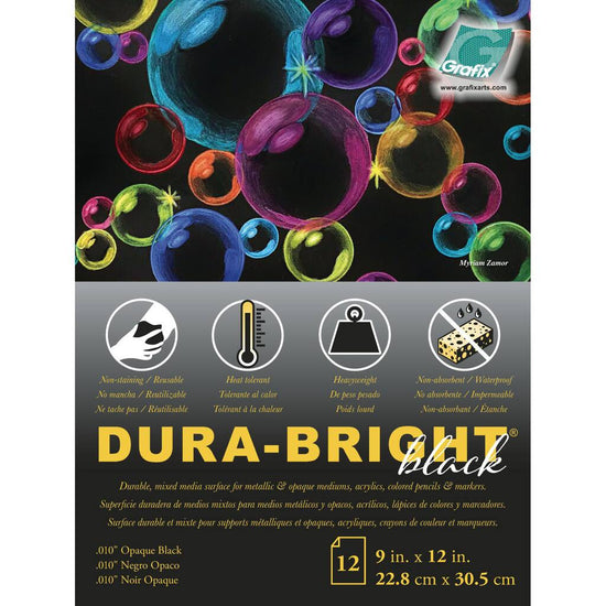GRAFIX DURA-BRIGHT PAPER Grafix - Dura-Bright - Black Paper - 12 Sheets - 9X12" - .010" - Item #P10DBOB912-12