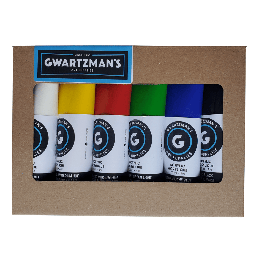 
                
                    Load image into Gallery viewer, Gwartzman&amp;#39;s Art Supplies ACRYLIC PAINT Gwartzman&amp;#39;s - Acrylic Starter Set - 6 x 120mL - Item #PROA46STG
                
            