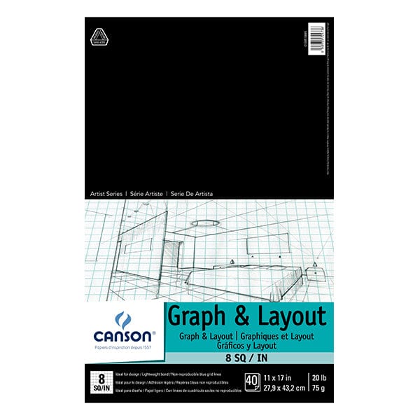 Gwartzman's Art Supplies Canson - Artist Series - Graph & Layout Pad - 8 Squares per Inch - 11x17" - Item #100510885