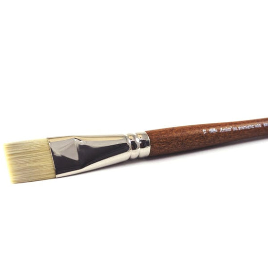 Gwartzman's Art Supplies Winsor & Newton - Artists' Oil Synthetic Hog Bristle - Long Handle - Bright/Short Flat Brush #12 - item# 5010312