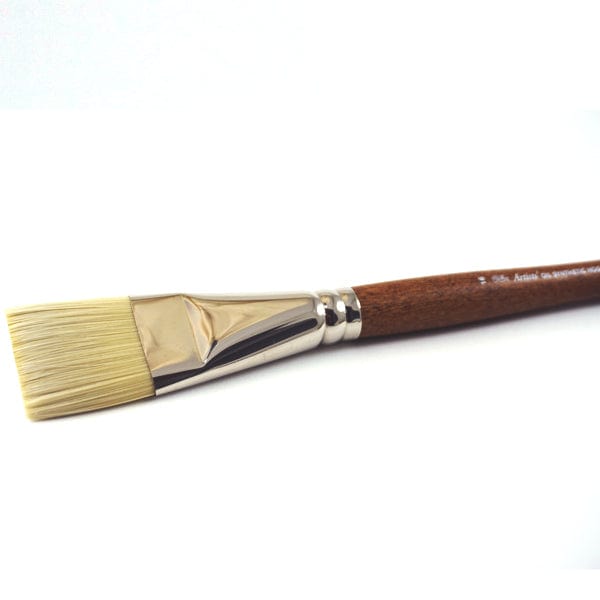 Gwartzman's Art Supplies Winsor & Newton - Artists' Oil Synthetic Hog Bristle - Long Handle - Bright/Short Flat Brush #16 - item# 5010316