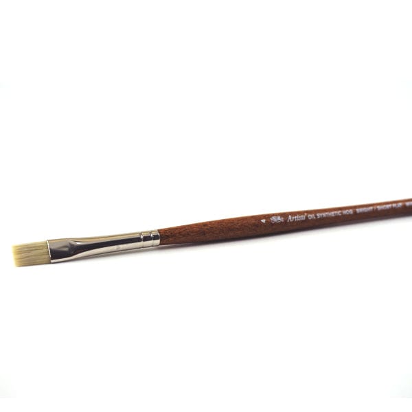 Gwartzman's Art Supplies Winsor & Newton - Artists' Oil Synthetic Hog Bristle - Long Handle - Bright/Short Flat Brush #4 - item# 5010304